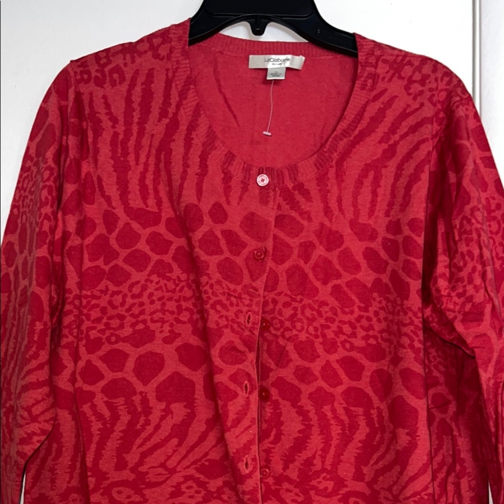 Women's Red Patterned Sweater - Picture 2 of 3